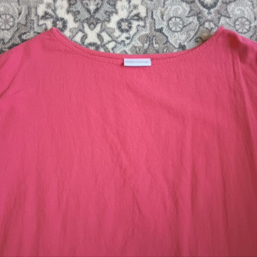 Soft Surroundings 1X Pink Gauze Tunic Top Boat Neck Barbie Beach Oversized - Picture 6 of 9